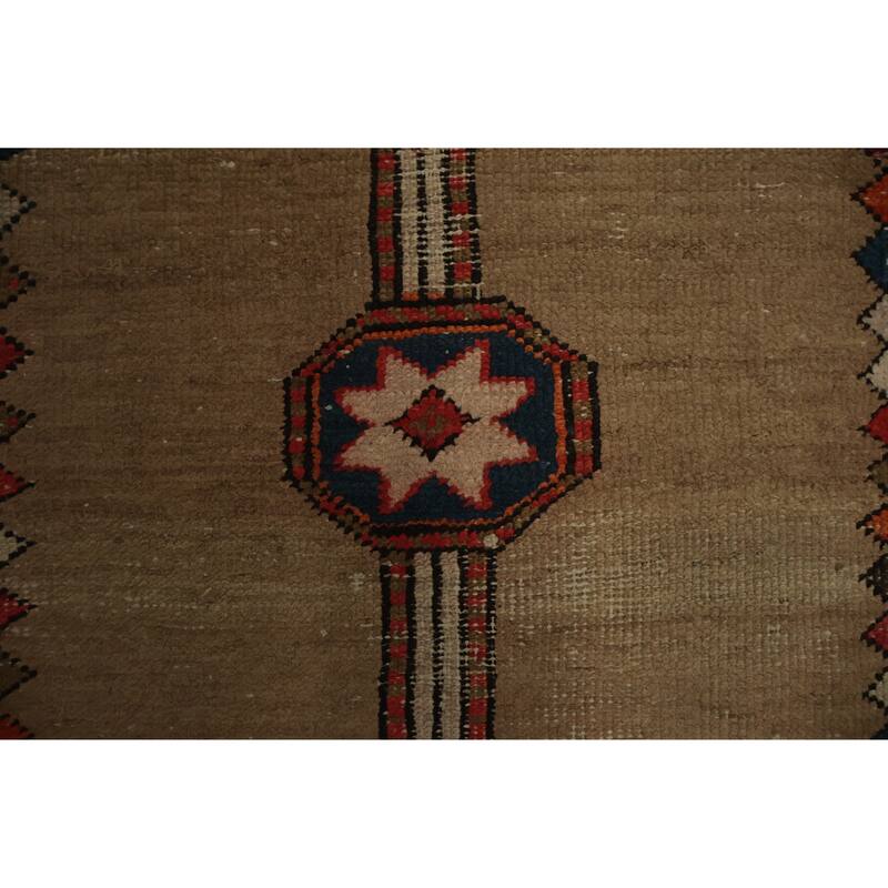 Hand Knotted Oriental 100% Wool Carpet Traditional Geometric Beige & Ivories Sarab Runner Rug - 12' 6'' X 2' 9''