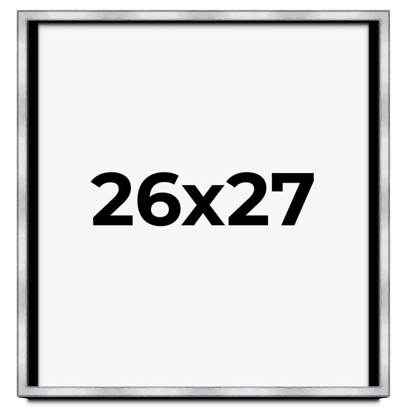 26x27 Shadow Box Frame Silver | 1.375 Inches Deep Real Wood