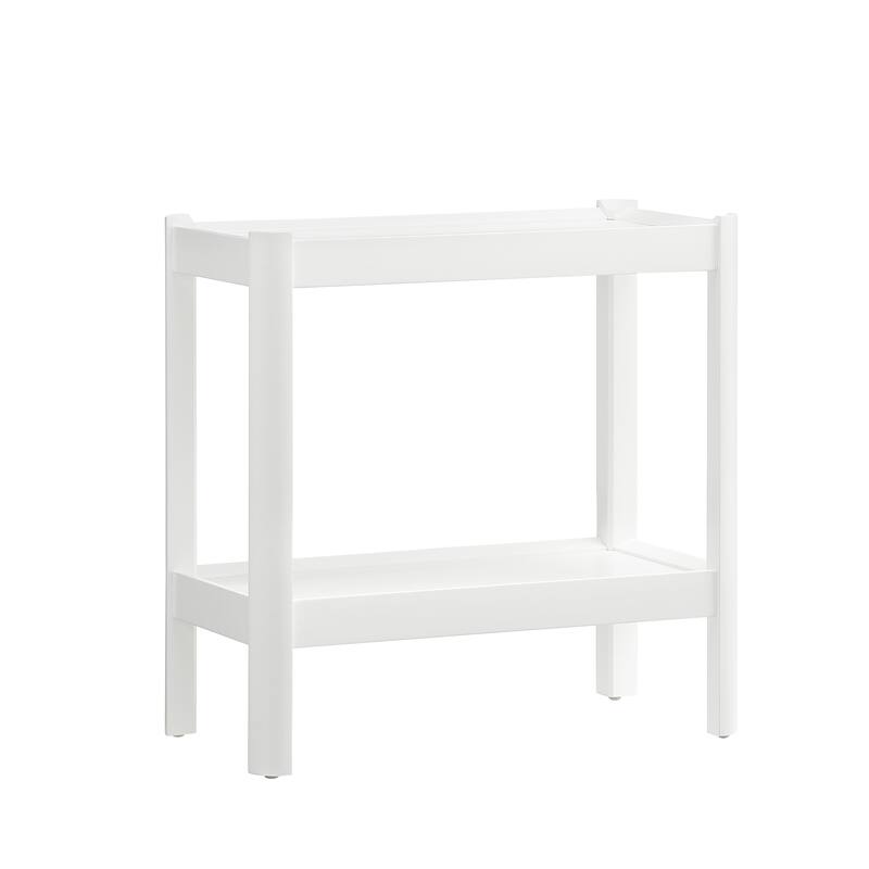 Modern White Nightstand with Two Shelves and Rounded Corners