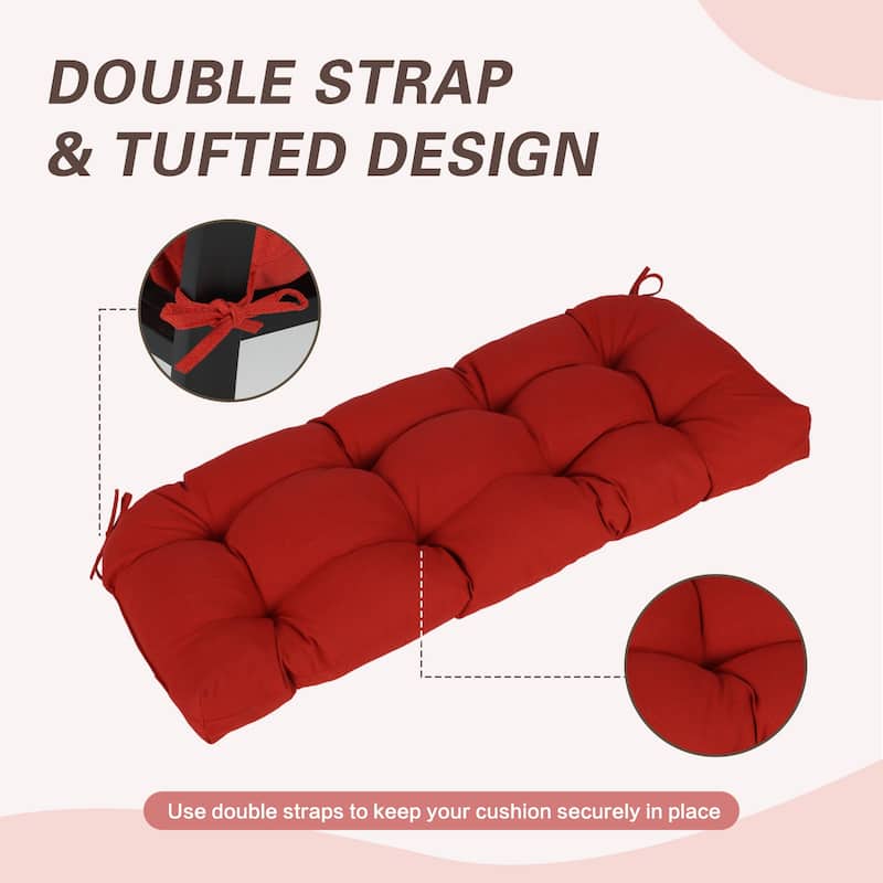 Aoodor Outdoor Polyester Tufted Bench Cushion, Water-resistant & Fade-Resistant Cushion