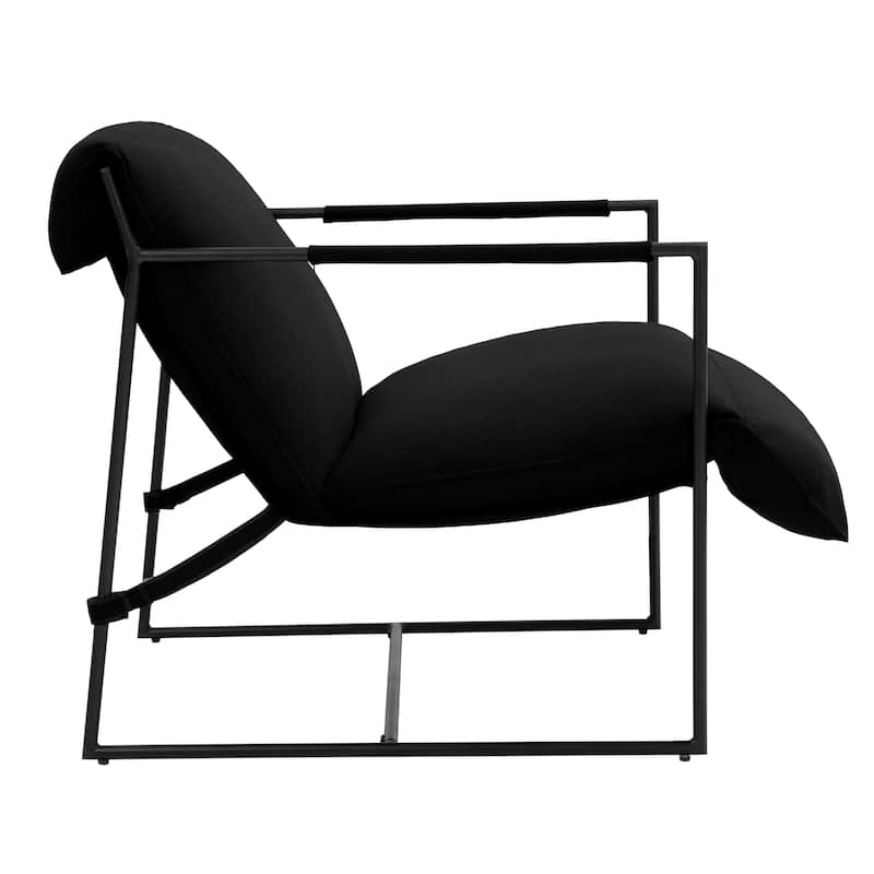 Fabric Accent Chair Metal Framed Sling Armchair Set of 2