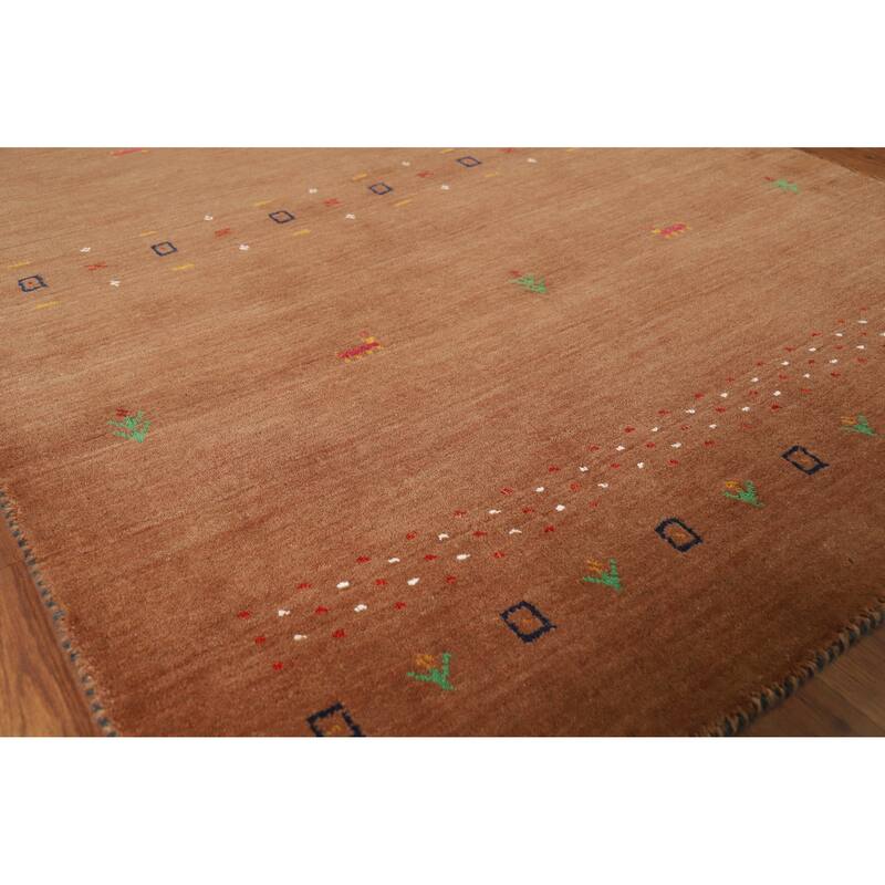 Hand Knotted Oriental 100% Wool Carpet Tribal Animal Pictorial Brown Gabbeh Area Rug - 5' 10'' X 4' 0''