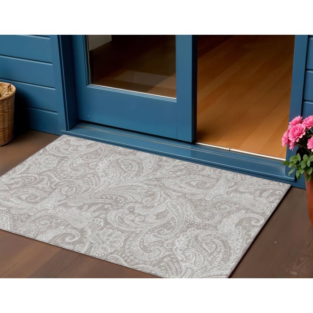 HomeRoots Paisley Transitional Rectangle Outdoor Rug