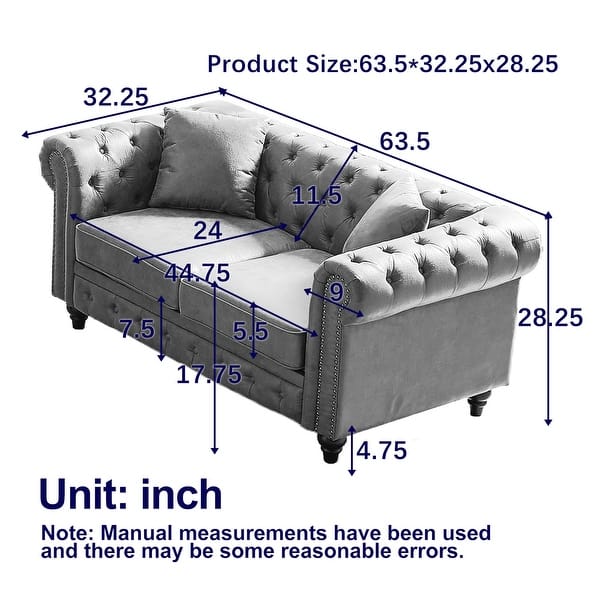 dimension image slide 3 of 6, Chesterfield sofa