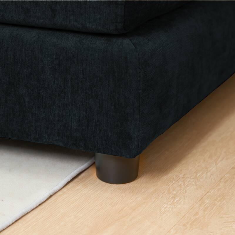 Sofa 144-in Casual Black 6 -seater Reclining Sectional - 8' x 10'