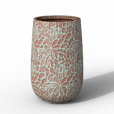 Tall Round Concrete Flower Pot with Drainage Holes and Enhanced Interior