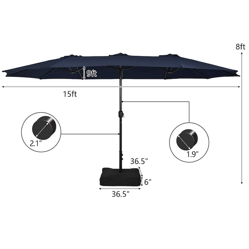 Costway 15FT Double-Sided Twin Patio Umbrella Outdoor Market with - See Details