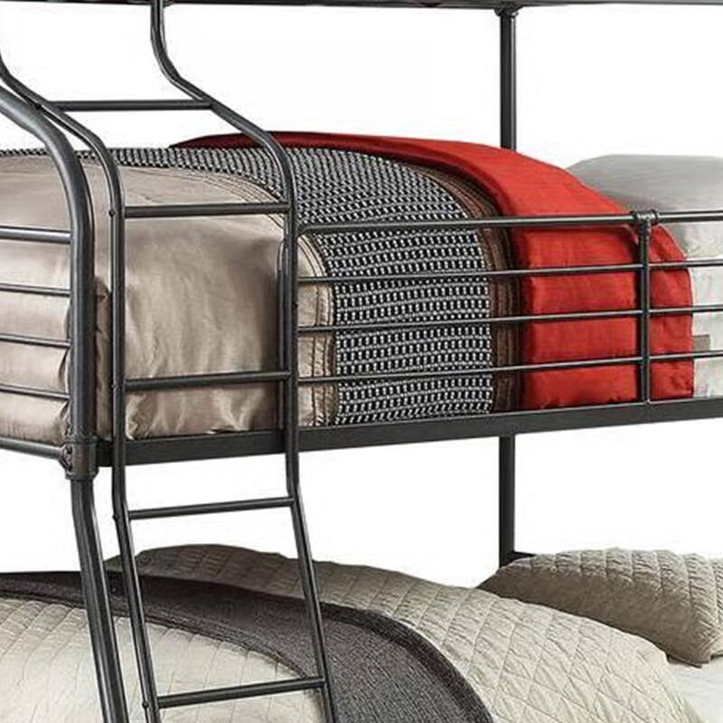 Oggy 3 Tier Twin over Full over Queen Triple Bunk Bed, Black Metal