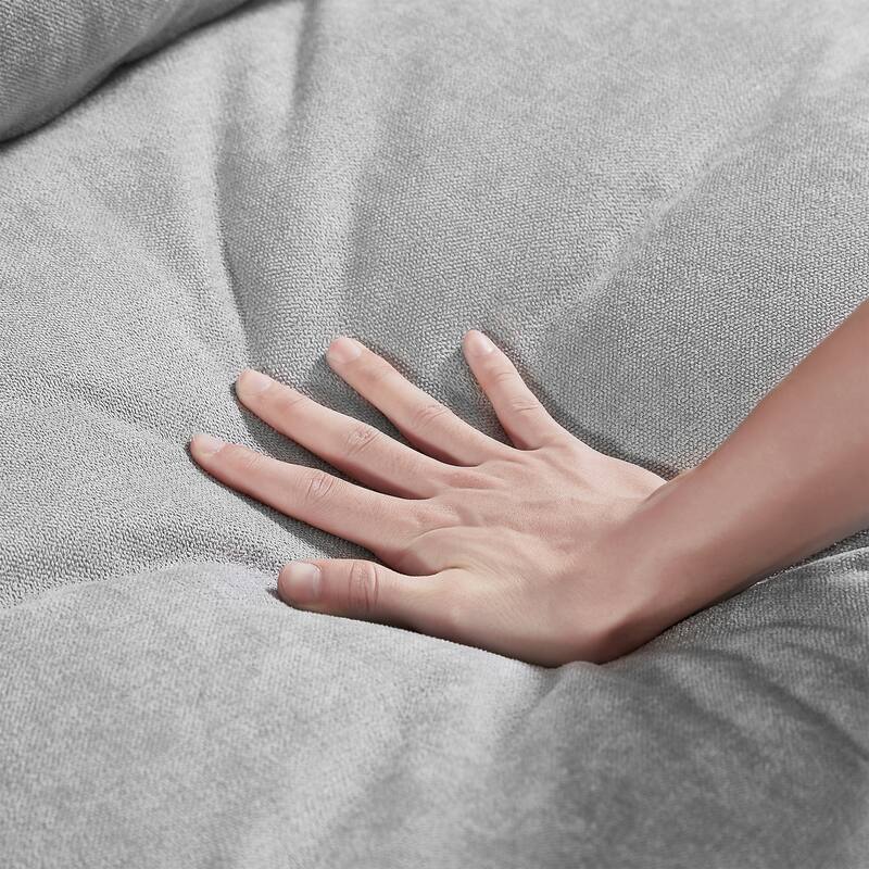 129.9" Chenille L-Shape Sectional Sofa with Reversible Chaise, Feather-Filled Cushions and Spring Support