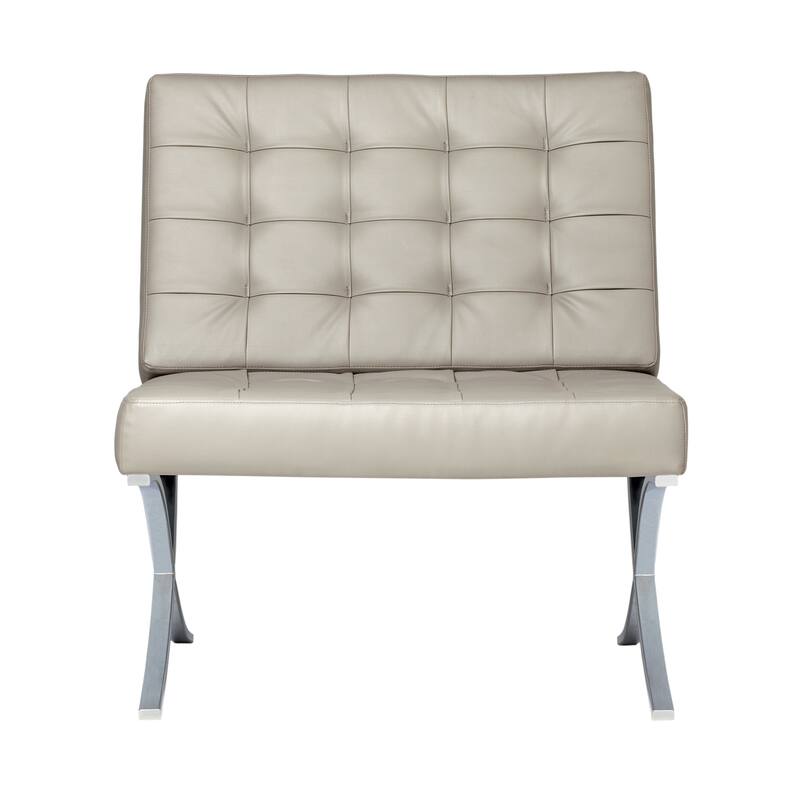 Attriom Bonded Leather and Metal Armless Mid Century Accent Chair - 30.25 x 26 x 34.75"