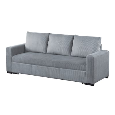 Corduroy Upholstered Convertible Sofa with Cushion Back