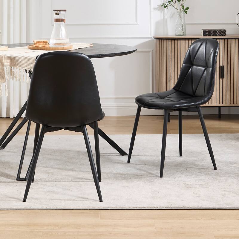 2 Piece Kitchen Dining Chairs with Upholstered Cushions, Metal Legs, High Backrest for Dining Room Kitchen Living Room Bedroom