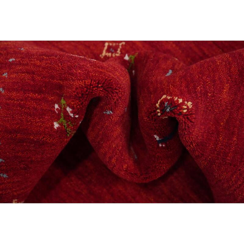 Hand Knotted Oriental 100% Wool Carpet Tribal Animal Pictorial Red Gabbeh Area Rug - 11' 9'' X 9' 1''
