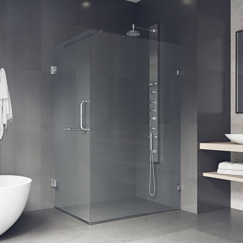 VIGO Pacifica 46"D x 34"W x 73"H Frameless Hinged Shower Enclosure