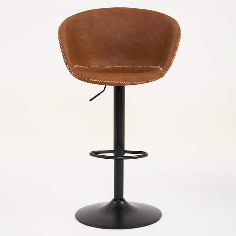 Faux Leather Bar Stool with Back Footrest