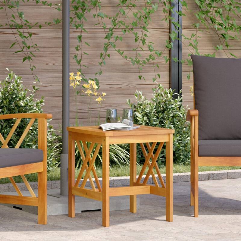 vidaXL Garden Side Table Brown 45x45x50 cm Solid Acacia Wood - 17.7 x 17.7 x 19.7