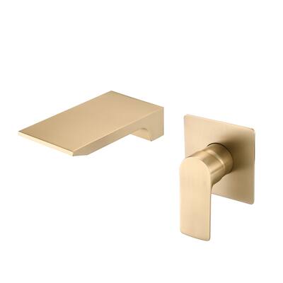 Wall Mount Waterfall Bathtub Faucet with Easy Single Handle Control, Durable Brushed Gold Finish, Modern Design