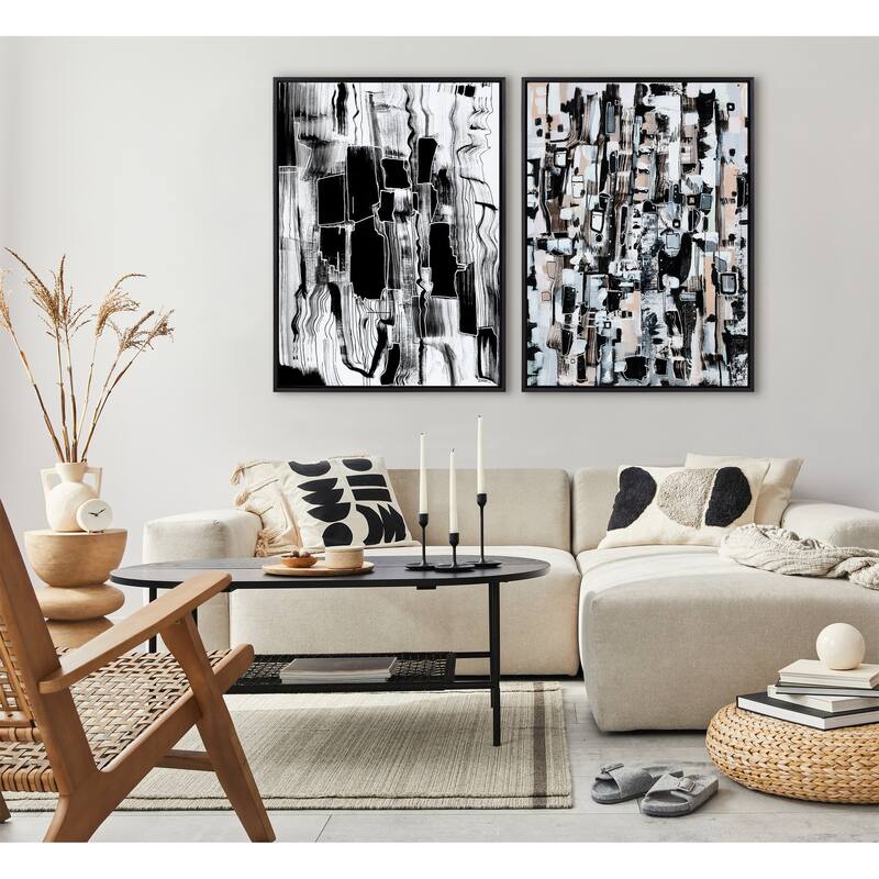Kate and Laurel Sylvie Snowfall Seattle Framed Canvas by Leah Nadeau