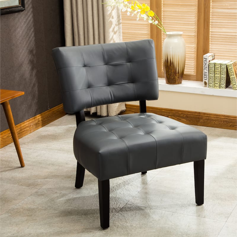 Gray Modern 31" Button Tufted Accent Chair with Kiln-Dried Hardwood Frame and Oversized Seat