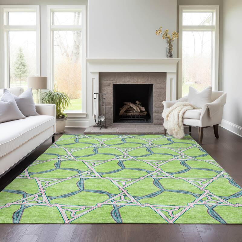 Machine Washable Indoor/ Outdoor Transitional Links Chantille Rug