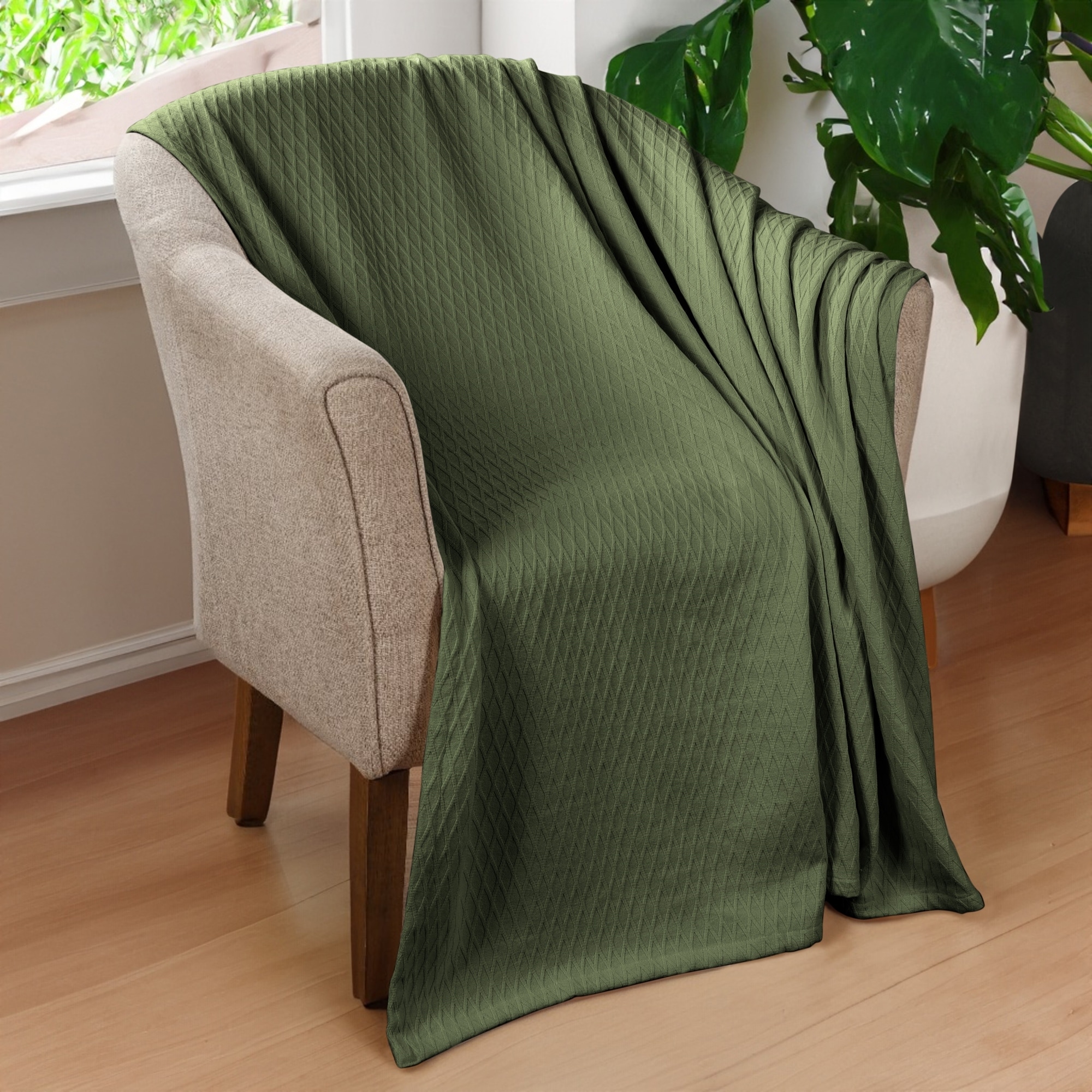 Superior Diamond Weave All-Season Bedding Cotton Blanket - Picture 30 of 66