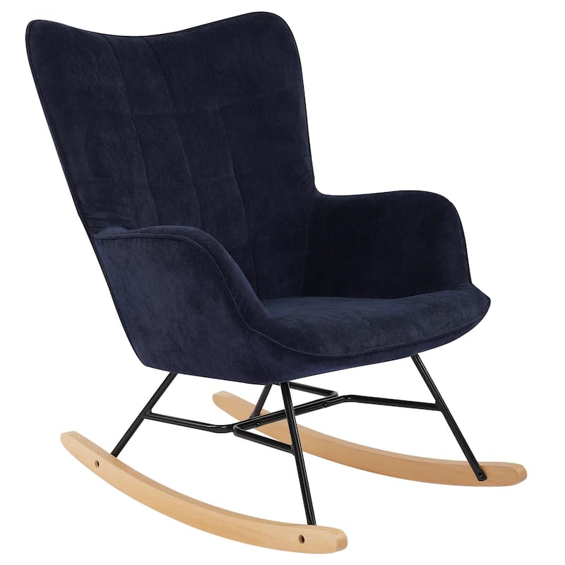 Velvet Rocking Chair Upholstered Recliner Comfy Accent Chair