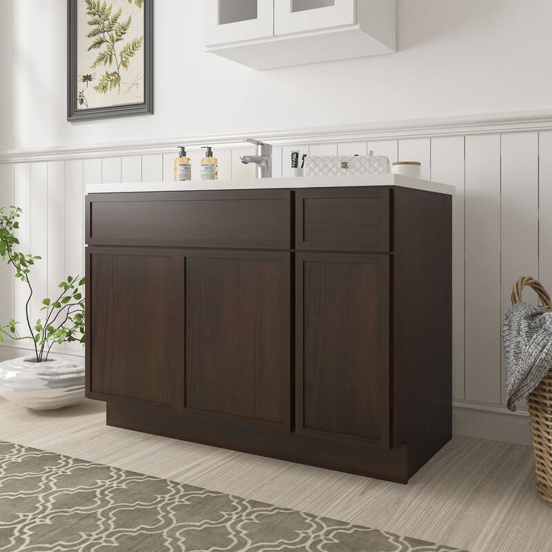 Vanity Art 51" Birch Freestanding Bathroom Vanity Cabinet without Top