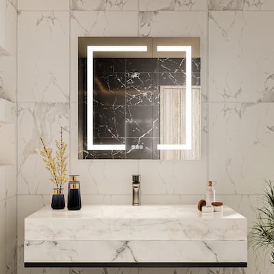 Modland 3-Color LED Medicine Cabinet 30x36 / 30x30 Inch - Dimmable, Defogger & GFCI Outlet