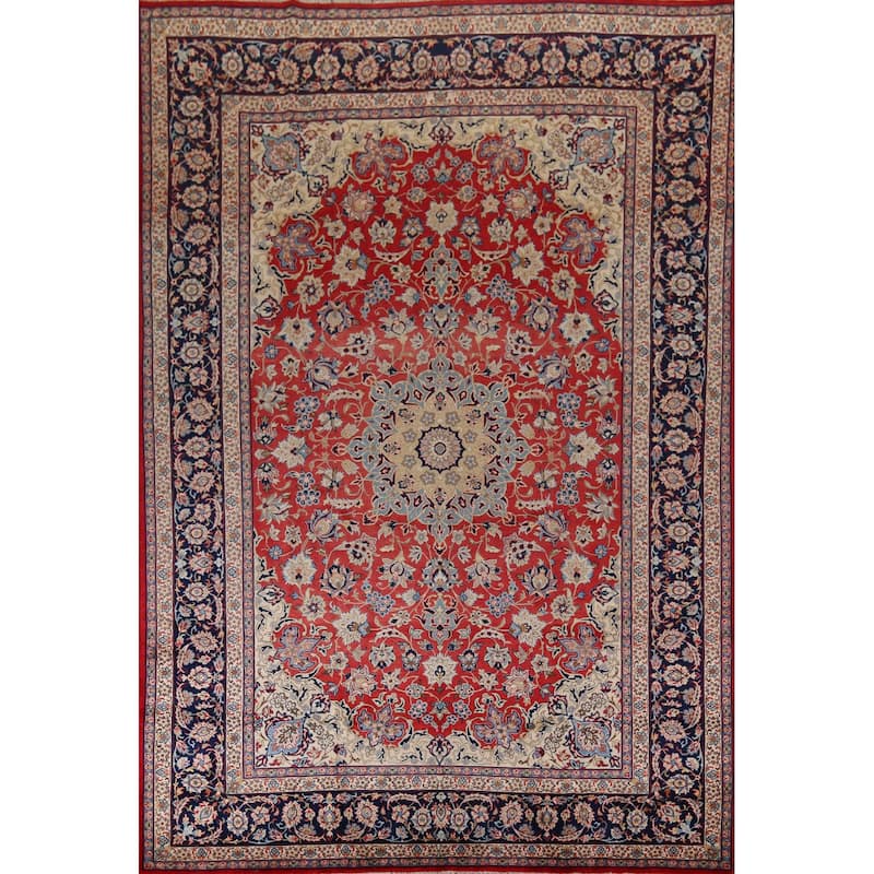 Traditional Najafabad Vintage Persian Rug Hand-Knotted Wool Carpet - 9'4" x 13'2"
