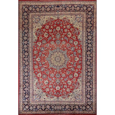 Traditional Najafabad Vintage Persian Rug Hand-Knotted Wool Carpet - 9'4" x 13'2"