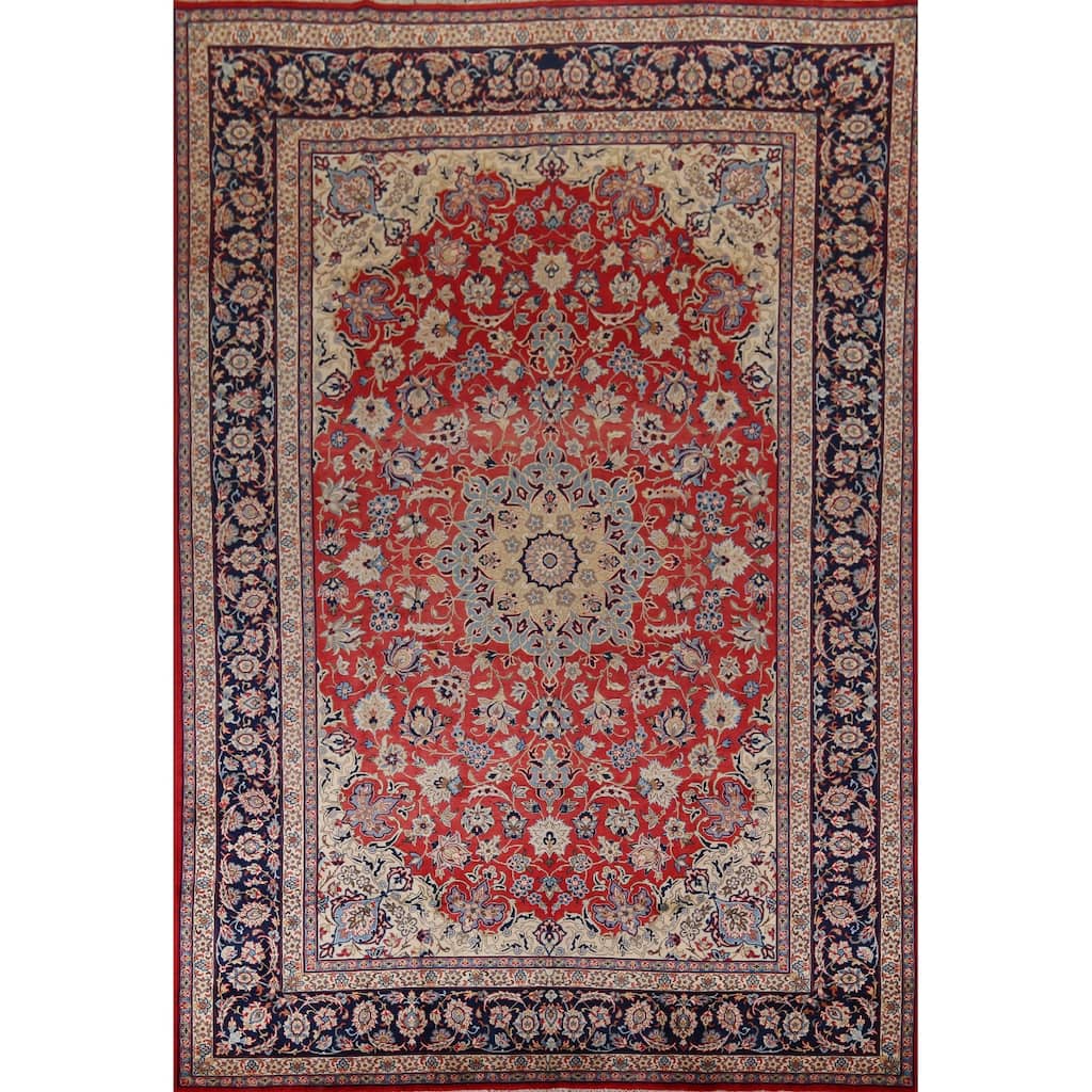 Traditional Najafabad Vintage Persian Rug Hand-Knotted Wool Carpet - 9'4" x 13'2"