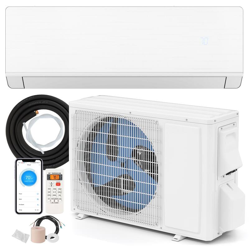 Gymax 12000 BTU Mini Split AC 24 SEER2 Inverter Air Conditioner w/ 1 - White