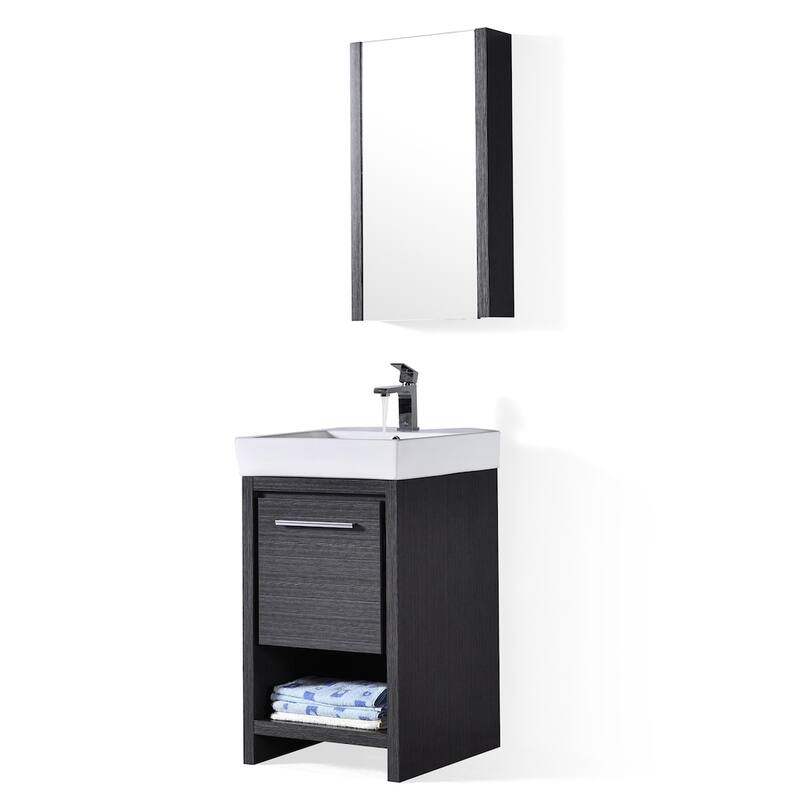 Solid Wood Bathroom Vanity with Mirror Medicine Cabinet