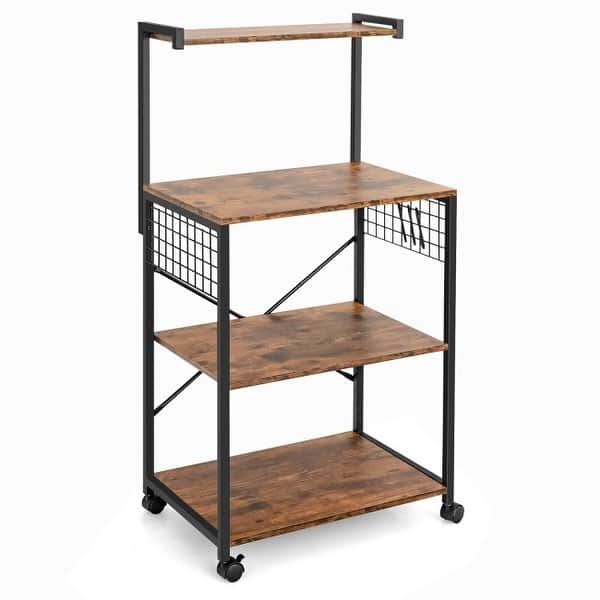 slide 2 of 11, 4-Tier Kitchen Baker's Rack on Wheels - 24" x 16.5" x 48" (L x W x H)