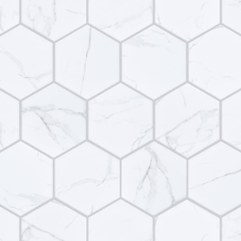 Merola Tile Carrione Super Hex Matte Carrara 10" x 11-1/2" Porcelain Mosaic Floor and Wall Tile