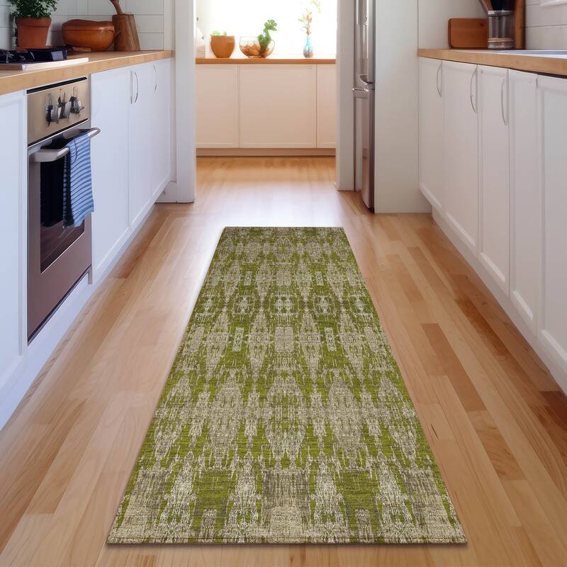 Premium Washable Super Soft Distressed Ombre Mayfield Rug - Olive - 2' 3" x 7' 6" - Runner