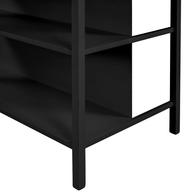 Farmhouse Style 45" Solid Wood Kitchen Island with Drop Leaf, Open Shelves, and Dining Space for Small Kitchens