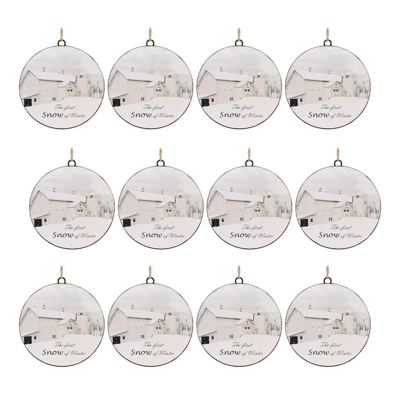 Metal First Snow Disc Ornament (Set of 12)