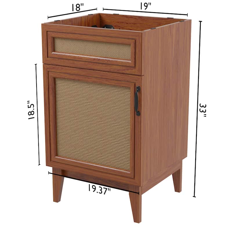 Ancillary Rattan Modern Farmhouse 2-Shelf Bath Vanity Cabinet Only (Sink Basin not Included), by JONATHAN Y