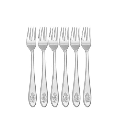 Spode Christmas Tree Cocktail Forks, Set of 6 - Silver - 6.8 Inch