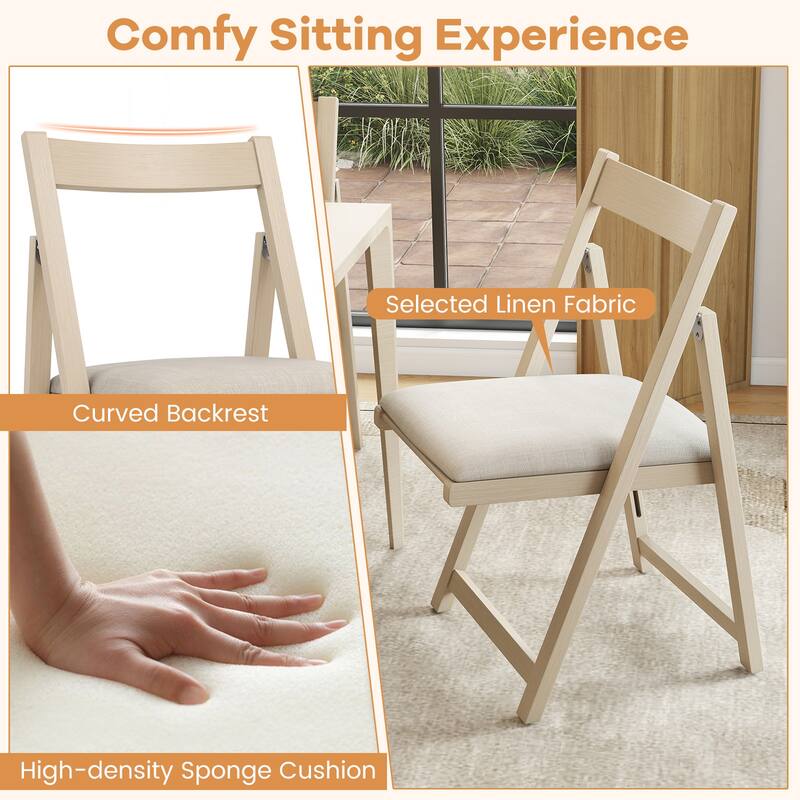 Gymax Upholstered Dining Chair Set of 4 w/ Curved Backrest Rubber Wood