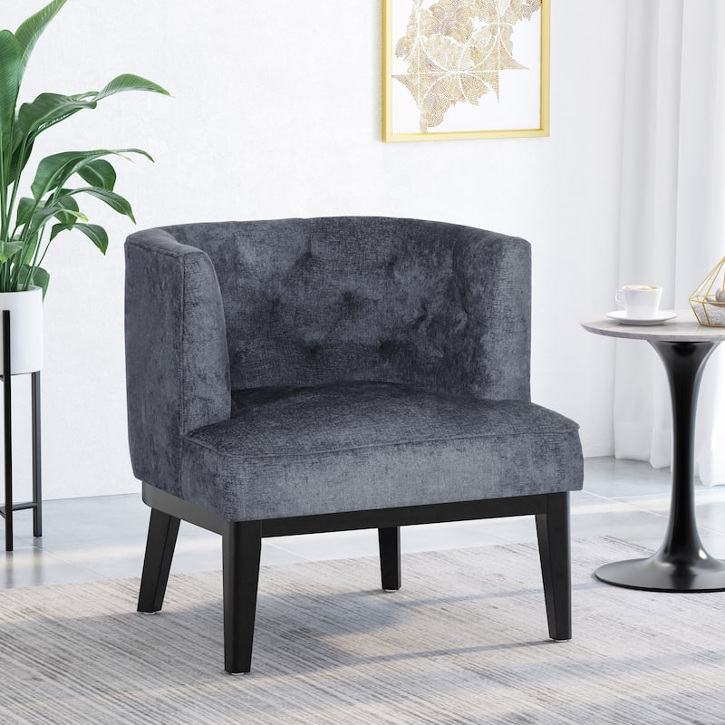 Clough Fabric or Faux Leather Tufted Accent Chair by Christopher Knight Home - Espresso + Charcoal + Fabric