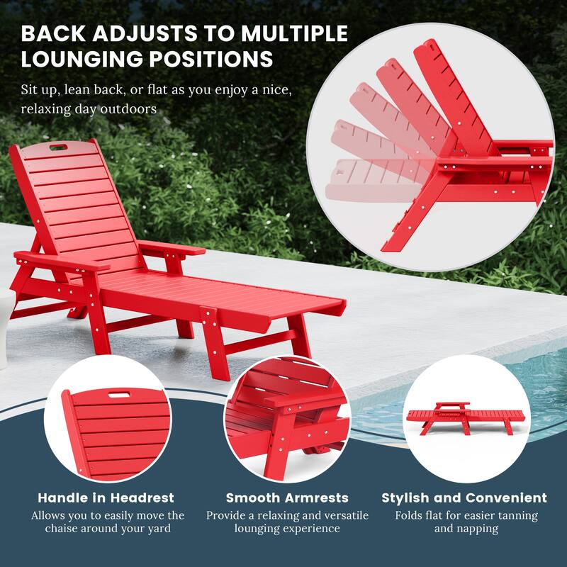 Laguna Hdpe All Weather Outdoor Patio Pool Reclining Chaise Lounge