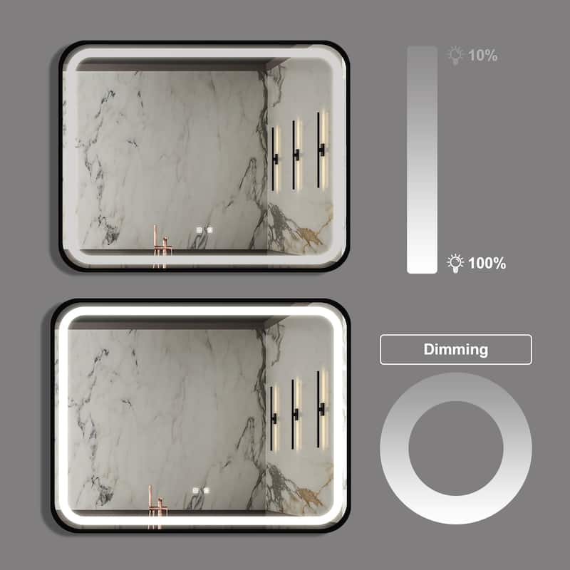Framed Anti-Fog Wall Mounted LED Bathroom Vanity Mirror