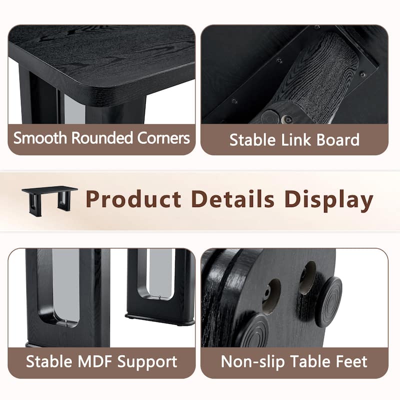 7-Piece Modern Dining Table Set, 64.5x35.4 Inch Textured Wood Table & 6 High-Resilience Fabric Chairs with Metal Legs