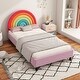 preview thumbnail 1 of 6, Rainbow Upholstered Twin Platform Bed, Princess Bed for Kids & Teens, Colorful & Pink Colorful & Pink