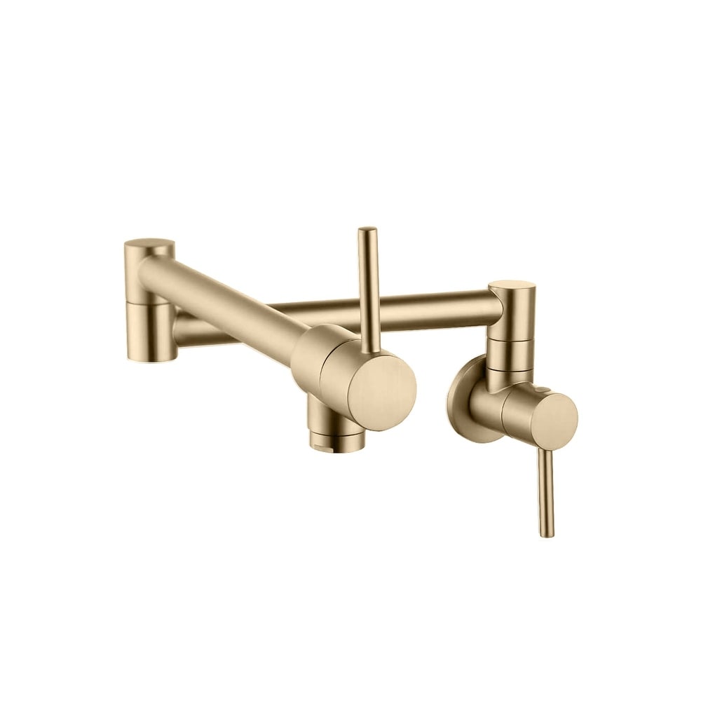 Brushed Gold Suitable in Outdoor Kitchen UEKPOE Pot Filler Faucet Lead-Free Brass Wall Mount Folding Kitchen Faucet with Single Hole Two Handles