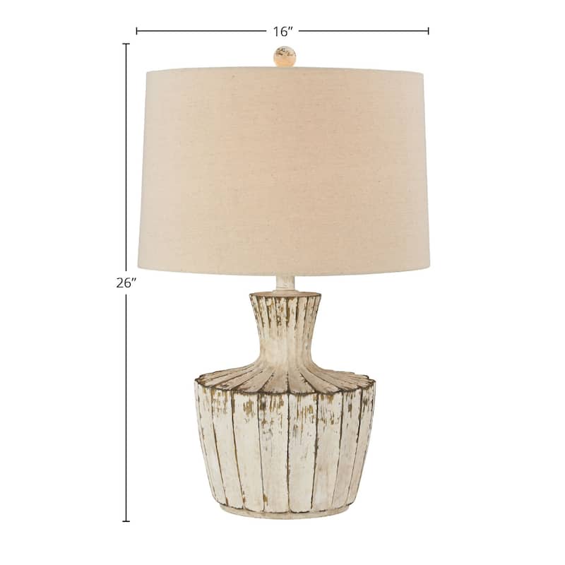 Jada 26" Table Lamp with Linen Shade, Distressed Cottage White