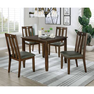 Furniture of America Tins Farmhouse Walnut 5-piece Dining Set