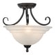 preview thumbnail 8 of 9, Babylon 14-in W Bronze Semi Flush Mount Ceiling Light White Glass - 14-in W x 12.75-in H x 14-in D